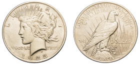 USA, Federal Republic, 1776-. “Peace” Dollar, 1923, Philadelphia mint, 26.72g (KM150).

Good extremely fine.