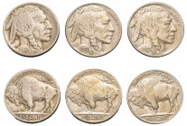 USA, Federal Republic, 1776-. Lot of 3 coins comprising “Buffalo” 5 Cents, 1914 D, 4.88g (KM134); “Buffalo” 5 Cents, 1929, 5.05g (KM134) and “Buffalo”...