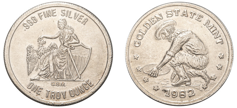 USA, Federal Republic, 1776-. One oz silver, 1982, Engelhard, 31.18g.

Uncircula...