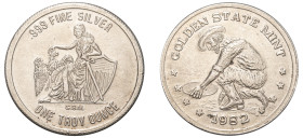 USA, Federal Republic, 1776-. One oz silver, 1982, Engelhard, 31.18g.

Uncirculated.