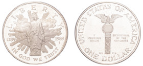 USA, Federal Republic, 1776-. AR Proof Dollar, 1989 S, Bicentennial of Congress, San Francisco mint, 26.73g (KM225).

In original case with certific...