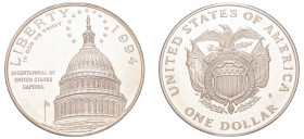 USA, Federal Republic, 1776-. AR Proof Dollar, 1994 S, Bicentennial of the US Capitol, San Francisco mint, 26.73g (KM253).

In original case, uncircul...