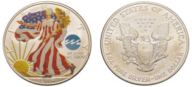 USA, Federal Republic, 1776-. AR Coloured “American Silver Eagle” Dollar, 2004, Philadelphia mint, 31.25g (cf. KM273, for regular issue).

Uncirculate...