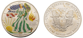 USA, Federal Republic, 1776-. AR Coloured “American Silver Eagle” Dollar, 2004, Philadelphia mint, 31.27g (cf. KM273, for regular issue).

Uncirculate...
