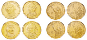 USA, Federal Republic, 1776-. Lot of 4 coins comprising Proof Commemorative Dollar (4), 2007 S, San Francisco mint, G. Washington; J., Adams; T. Jeffe...
