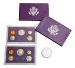 USA, Federal Republic, 1776-. Lot of 3 items comprising Official Proof set, 1; 5; 10 (Dime) Cents and 1/4 Dollar; 1/2 Dollar, 1985 S, San Francisco mi...