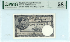 Belgium
Banque Nationale
5 Francs, 19 October 1923 - Issue of 1922-1926
S/N M03 178992
Watermark: King Leopold I
Pick 93

Graded Choice About Uncircul...