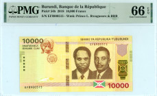 Burundi
Banque de la République
10.000 Francs, 4 July 2018
S/N EF8900515
Watermark: Prince L. Rwagasore and BRB
Pick 54b

Graded Gem Uncirculated 66 E...