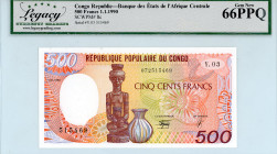 Congo Republic
Banque des États de l’ Afrique Centrale
500 Francs, 1 January 1990
S/N Y.03 515469
Pick 8c

Graded Gem New 66 PPQ Legacy Currency.