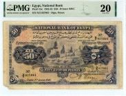 Egypt
National Bank
50 Pounds, 4th August 1942 - Issue of 1942-1945
S/N N/5 037861 - Signature of Nixon
Printer: BWC
Pick 15c

Graded Choice Very Fine...