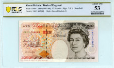 Great Britain
Bank of England
10 Pounds, 1993 (ND 1993-1998)
S/N JK03 435698 - Signature G.E.A. Kentfield 
Watermark: Queen Elizabeth II
Pick 386a

Gr...