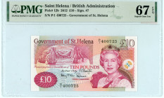 Saint Helena / British Administration
Government of St. Helena
10 Pounds, 2012
S/N P/1 400725 - Signature #7
Pick 12b

Graded Superb Gem Uncirculated ...