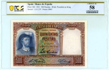 Spain
Banco de Espana
500 Pesetas, 25 April 1931
S/N 1,311,375
Printer: BWC
Watermark: Poseidon as King
Pick 84

Graded Choice About Uncirculated 58 P...