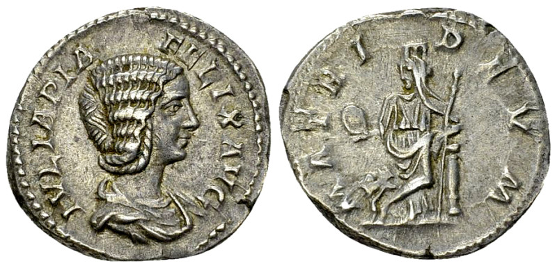 Iulia Domna AR Denarius, Cybele reverse 

Caracalla (198-217 AD) for Julia Dom...