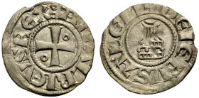 KINGDOM OF JERUSALEM. AMAURY, 1163-1174. Obole. Cross with annulet in second and third quarter, AMALRICVS REX: Rv. Church of the Holy Sepulchre, +DE I...