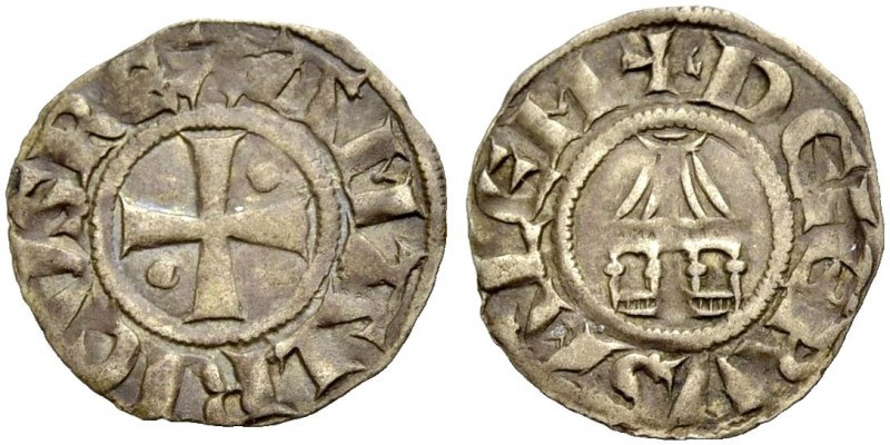 KINGDOM OF JERUSALEM. AMAURY, 1163-1174. Denier. Cross with pellet in second and...