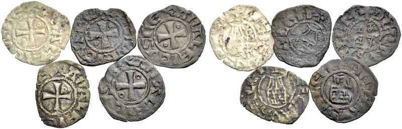 KINGDOM OF JERUSALEM. AMAURY, 1163-1174. Lot of five deniers. Cross with annulet...
