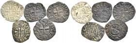 KINGDOM OF JERUSALEM. AMAURY, 1163-1174. Lot of five deniers. Cross with annulet in second and third quarter, AMALRICVS REX Rv. Church of the Holy Sep...
