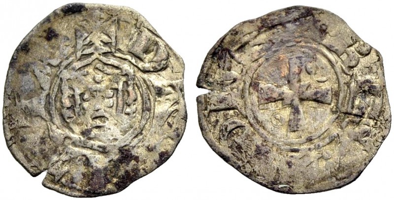 DAMIETTA. JEAN DE BRIENNE, 1219-1221. Denier. Facing crowned head, +DA(M)IATA Rv...