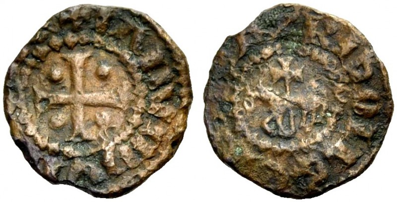 THE COUNTY OF TRIPOLI. RAYMOND II, 1137-1152. "Horse and cross" copper. Cross wi...