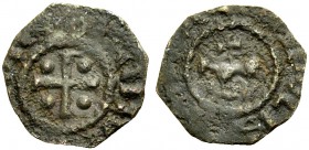 THE COUNTY OF TRIPOLI. RAYMOND II, 1137-1152. "Horse and cross" copper. Cross with one pellet in each quarter. Rv. Agnus Dei. 0.73 g. Metc. 506, Schlu...