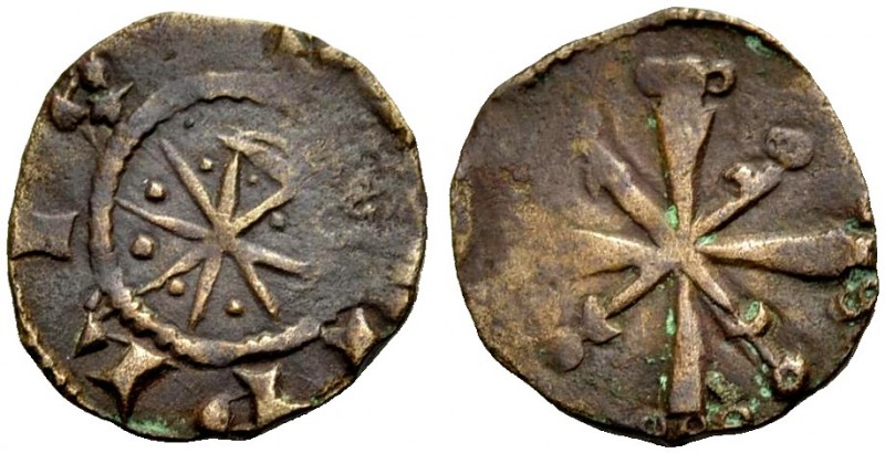 THE COUNTY OF TRIPOLI. RAYMOND III, 1152-1187. "Star and crescent" copper. Cresc...