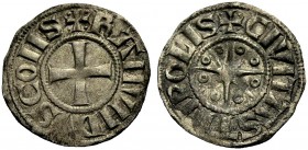 THE COUNTY OF TRIPOLI. RAYMOND III, 1152-1187. Denier. Cross, +BAMVNDVS COMS Rv. Eight-pointed star with pellets between the rays, +CIVITAS. TRIPOLIS ...