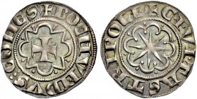 THE COUNTY OF TRIPOLI. BOHEMOND VI., 1251-1275. Gros. Cross in octafoil pattern, +BOEMVNDVS: COMES Rv. Star in octafoil, CIVITAS TRIPOLI The letter I ...