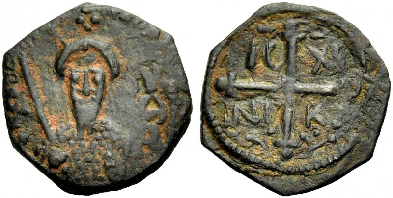THE PRINCIPALITY OF ANTIOCH. TANCRED, 1104-1112. Copper coin type 2. Bearded bus...