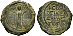 THE PRINCIPALITY OF ANTIOCH. ROGER, 1112-1119. Copper coin, second type. Mary standing praying. Rv. Greek text. 3.71 g. Metc. 89, Schlumb. II, 11, MPS...