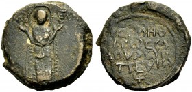 THE PRINCIPALITY OF ANTIOCH. ROGER, 1112-1119. Copper coin, second type. Mary standing praying. Rv. Greek text. 5.35 g. Metc. 89, Schlumb. II, 11, MPS...