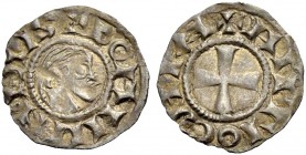 THE PRINCIPALITY OF ANTIOCH. BOHEMOND III, Minority 1149-1163. Denier. Bare head r., +BOAMVNDVS with double-barred M and N Rv. Cross, +ANTIOCHIA with ...