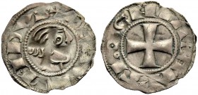 THE PRINCIPALITY OF ANTIOCH. BOHEMOND III, Minority 1149-1163. Denier. Bare head r., +BOAMVNDVS with pelleted N and D Rv. Cross, +ANTIOCHIA with doubl...