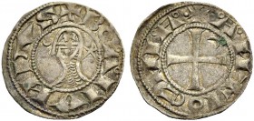THE PRINCIPALITY OF ANTIOCH. BOHEMOND III, Majority, 1163-1201. Denier. Helmeted head l. between crescent and five-pointed star, +BOAHVNDVS (the secon...