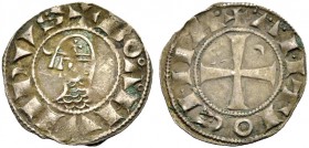 THE PRINCIPALITY OF ANTIOCH. BOHEMOND III, Majority, 1163-1201. Denier. Helmeted head l. between crescent and five-pointed star (not struck up), +BOAH...