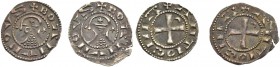 THE PRINCIPALITY OF ANTIOCH. BOHEMOND V, 1233-1252. Lot of two deniers. Helmeted head l. between crescent and five-pointed star, +BOAMVNDVS Rv. Cross ...