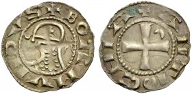 THE PRINCIPALITY OF ANTIOCH. BOHEMOND V, 1233-1252. Denier. Helmeted head l. between crescent and five-pointed star, +BOAMVNDVS Rv. Cross with a cresc...