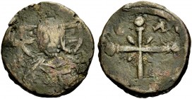 THE COUNTY OF EDESSA. BALDWIN I., 1098-1100, or BALDWIN II., First Reign, 1100-1104. Follis. Bust of Christ between (IC)-X(C) Rv. Cross with wedges an...