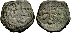 THE COUNTY OF EDESSA. RICHARD OF SALERNO, Regent 1104-1108. Follis. KE BOHΘPIKAP Δω in four lines. Rv. Cross with wedges in the angles. 7.22 g. Metc. ...