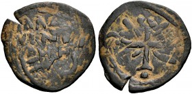 THE COUNTY OF EDESSA. BALDWIN II., Second Reign, 1108-1118. Follis. BAΛΔ/OVINO/KOMH in three lines. Rv. Cross. 6.74 g. Metc. 107-108, Schlumb. I, 3, M...