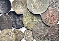 The Latin Rulers of Constantinople, 1204-1261. LOTS. Seventeen Byzantine coins, mostly billon or copper, plus three trachea of the Bulgarian Empire, o...