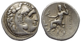Königreich Thrakien. Lysimachos (306 - 281 v. Chr.).

 Drachme (Silber). Ca. 301 - 297 v. Chr. Kolophon.
Vs: Kopf des jugendlichen Herakles mit Löw...