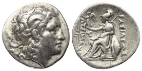 Königreich Thrakien. Lysimachos (306 - 281 v. Chr.).

 Drachme (Silber). Ca. 297 - 281 v. Chr. Magnesia am Meander.
Vs: Kopf des vergöttlichten Ale...