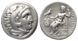 Königreich Makedonien. Alexander III. der Große (336 - 323 v. Chr.).

 Drachme (Silber). Ca. 323 - 319 v. Chr. Kolophon.
Vs: Kopf des jugendlichen ...