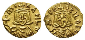 Michael II. Amorianus (820 - 829 n. Chr.) und Theophilus.

 Tremissis (Gold). Constantinopolis.
Vs: Gekrönte Büste des Michael II. in Chlamys und K...