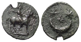 Tesserae. Römische Kaiserzeit.

 Bronzetessera. 1. - 3. Jhdt. n. Chr. Moesia Inferior. Nikopolis (?).
Vs: Reiter mit Speer zu Pferde nach rechts sc...