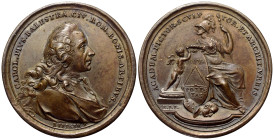Vatikan / Papstmedaillen.

Kupfermedaille. 1790. Rom.
Zu Ehren des barocken Malers, Architekten und Bildhauers Carlo Pio Balestra.

Vs: CAROL PIV...