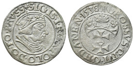 Sigismund I Old
POLSKA / POLAND / POLEN / POLOGNE / POLSKO

Zygmunt I Stary. Grosz (Groschen) 1538, Gdansk / Danzig 

Wariant z końcówką PRVSS na...