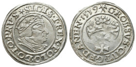 Sigismund I Old
POLSKA / POLAND / POLEN / POLOGNE / POLSKO

Zygmunt I Stary. Grosz (Groschen) 1539, Gdansk / Danzig – VERY NICE 

Końcówka napisu...