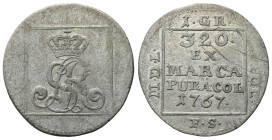 Stanislaus Augustus Poniatowski 
POLSKA / POLAND / POLEN / POLOGNE / POLSKO

Stanisław August Poniatowski. Grosz (Groschen) srebrny 1767 FS, Warsza...